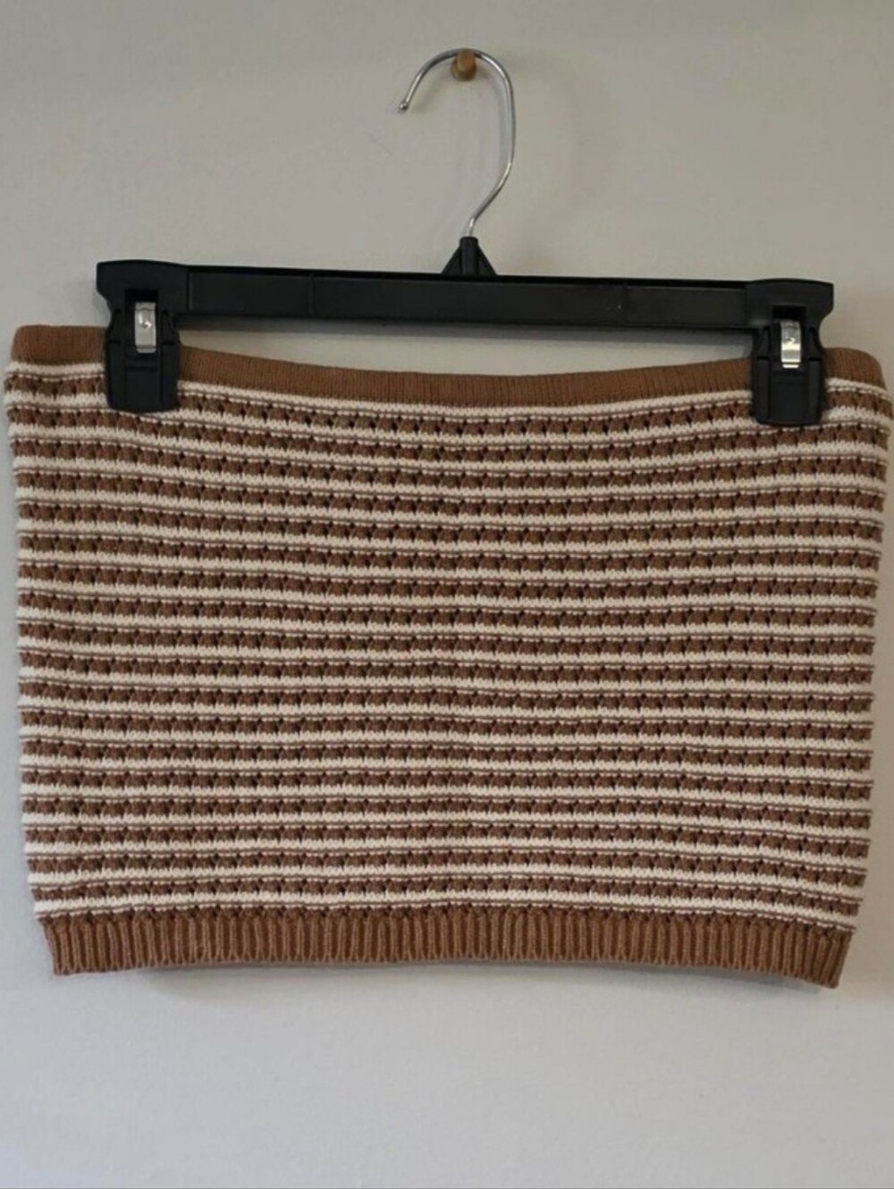 Freshman Brown & Cream Striped Knit Crop Top